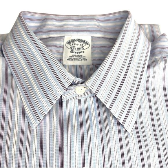 Brooks Brothers Cotton Striped Classic Fit Button Up Shirt Neck 15 1/2 - 33 - Picture 7 of 9